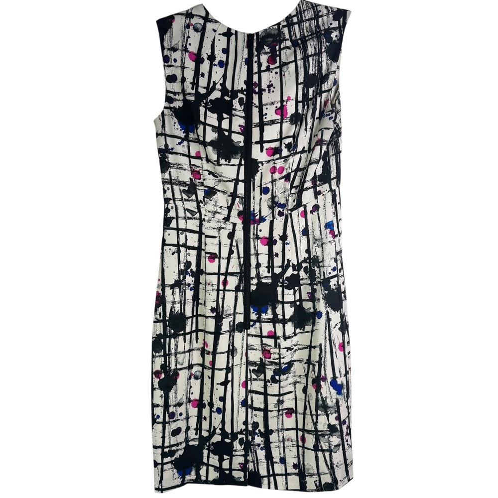Milly Paint Splatter Scribble Abstract Shift Dress Sleeveless Career Workwear 2 - Picture 6 of 16